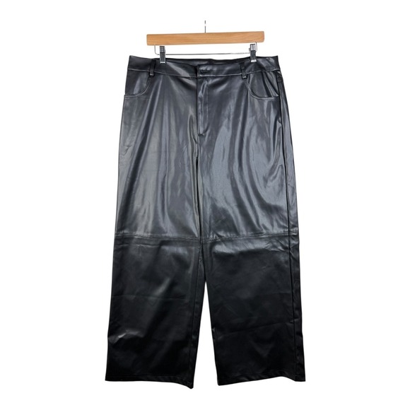 New Umgee Plus Faux Leather Wide Leg Pants size 1X Black - Picture 1 of 9